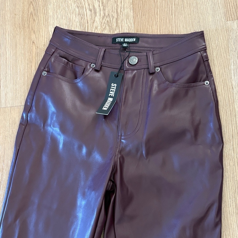 Steve Madden Women's faux leather High Rise Plum pants